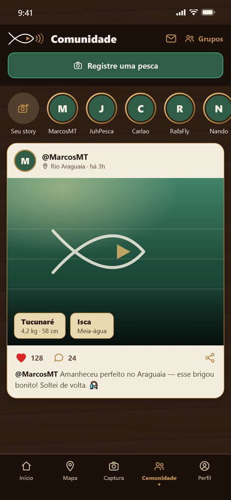 Feed da comunidade no HayFish